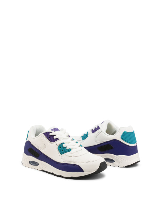 Weiße Sneaker mit lila Akzenten