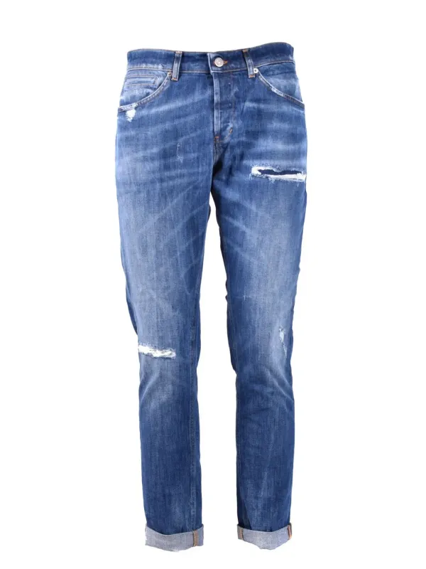"Dondup Jeans im Sale | Dondup Herren Jeans - Herbst/Winter Kollektion - Blau mit Zerrissenen und Abgenutzten Details - Reißverschluss und Knopf - Arti online kaufen"|Planet-Deluxe