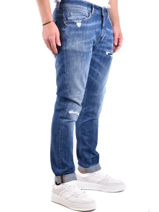 "Dondup Jeans im Sale | Dondup Herren Jeans - Herbst/Winter Kollektion - Blau mit Zerrissenen und Abgenutzten Details - Reißverschluss und Knopf - Arti online kaufen"|Planet-Deluxe