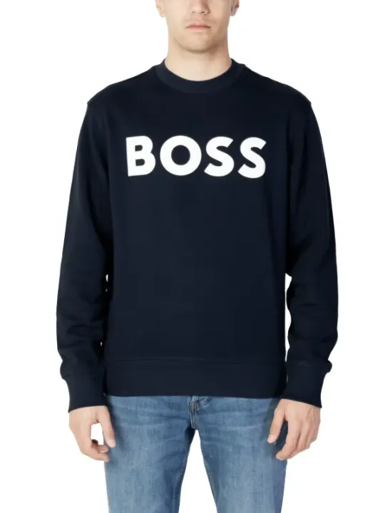 BOSS Herren Fleece-Sweatshirt Blau - 100% Baumwolle