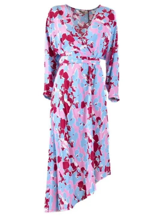 "Diane Von Furstenberg Kleider im Sale | Diane Von Furstenberg Buntes Frühlings-/Sommerkleid mit Blumenmuster und V-Ausschnitt für Damen – 100% Viskose, Maschinenwas online kaufen"|Planet-Deluxe