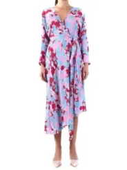 "Diane Von Furstenberg Kleider im Sale | Diane Von Furstenberg Buntes Frühlings-/Sommerkleid mit Blumenmuster und V-Ausschnitt für Damen – 100% Viskose, Maschinenwas online kaufen"|Planet-Deluxe