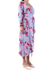 "Diane Von Furstenberg Kleider im Sale | Diane Von Furstenberg Buntes Frühlings-/Sommerkleid mit Blumenmuster und V-Ausschnitt für Damen – 100% Viskose, Maschinenwas online kaufen"|Planet-Deluxe