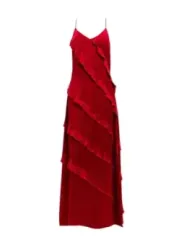 "Twinset Kleider im Sale | **Twinset Damenkleid - Ärmelloses Frühlings-/Sommerkleid in Rot mit V-Ausschnitt aus 100% Viskose** online kaufen"|Planet-Deluxe