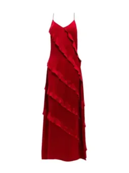 Twinset Ärmelloses Damenkleid Rot - V-Ausschnitt, Viskose