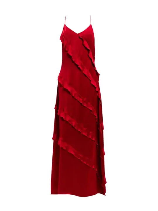 "Twinset Kleider im Sale | **Twinset Damenkleid - Ärmelloses Frühlings-/Sommerkleid in Rot mit V-Ausschnitt aus 100% Viskose** online kaufen"|Planet-Deluxe