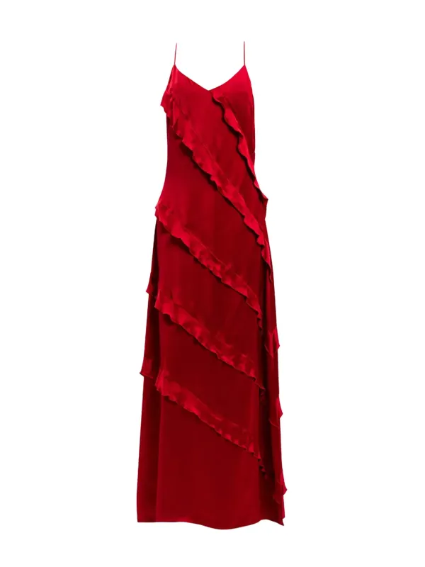 "Twinset Kleider im Sale | **Twinset Damenkleid - Ärmelloses Frühlings-/Sommerkleid in Rot mit V-Ausschnitt aus 100% Viskose** online kaufen"|Planet-Deluxe