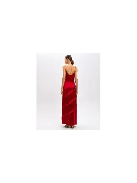 "Twinset Kleider im Sale | **Twinset Damenkleid - Ärmelloses Frühlings-/Sommerkleid in Rot mit V-Ausschnitt aus 100% Viskose** online kaufen"|Planet-Deluxe