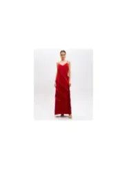 "Twinset Kleider im Sale | **Twinset Damenkleid - Ärmelloses Frühlings-/Sommerkleid in Rot mit V-Ausschnitt aus 100% Viskose** online kaufen"|Planet-Deluxe