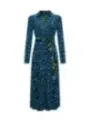 "Diane Von Furstenberg Kleider im Sale | Diane Von Furstenberg - Elegantes Damenkleid mit Blumenmuster in Blau für Herbst/Winter - V-Ausschnitt & Lange Ärmel - 100% Ny online kaufen"|Planet-Deluxe