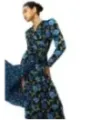 "Diane Von Furstenberg Kleider im Sale | Diane Von Furstenberg - Elegantes Damenkleid mit Blumenmuster in Blau für Herbst/Winter - V-Ausschnitt & Lange Ärmel - 100% Ny online kaufen"|Planet-Deluxe