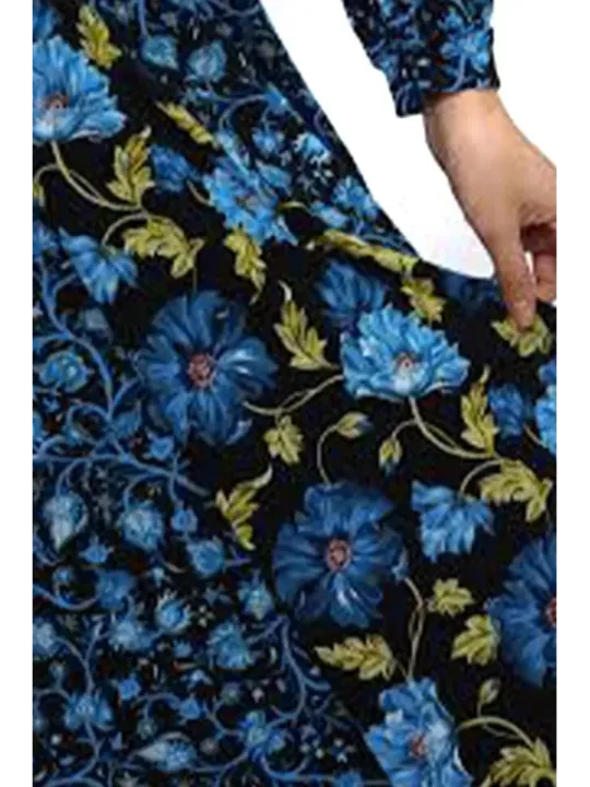 "Diane Von Furstenberg Kleider im Sale | Diane Von Furstenberg - Elegantes Damenkleid mit Blumenmuster in Blau für Herbst/Winter - V-Ausschnitt & Lange Ärmel - 100% Ny online kaufen"|Planet-Deluxe