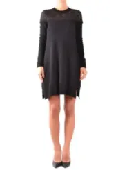 "Philosophy Kleider im Sale | Philosophy Damen Herbst/Winter Kleid - Schwarzes Wollkleid mit langen Ärmeln und Rundhalsausschnitt - Artikelcode B_34175 online kaufen"|Planet-Deluxe