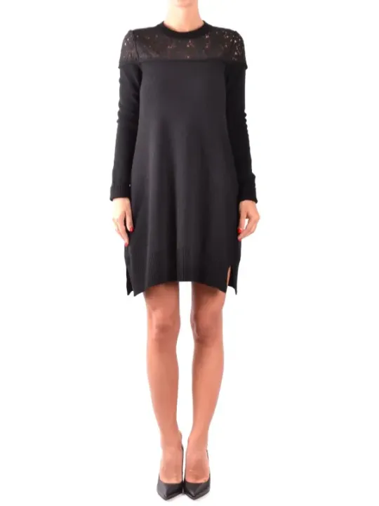 "Philosophy Kleider im Sale | Philosophy Damen Herbst/Winter Kleid - Schwarzes Wollkleid mit langen Ärmeln und Rundhalsausschnitt - Artikelcode B_34175 online kaufen"|Planet-Deluxe