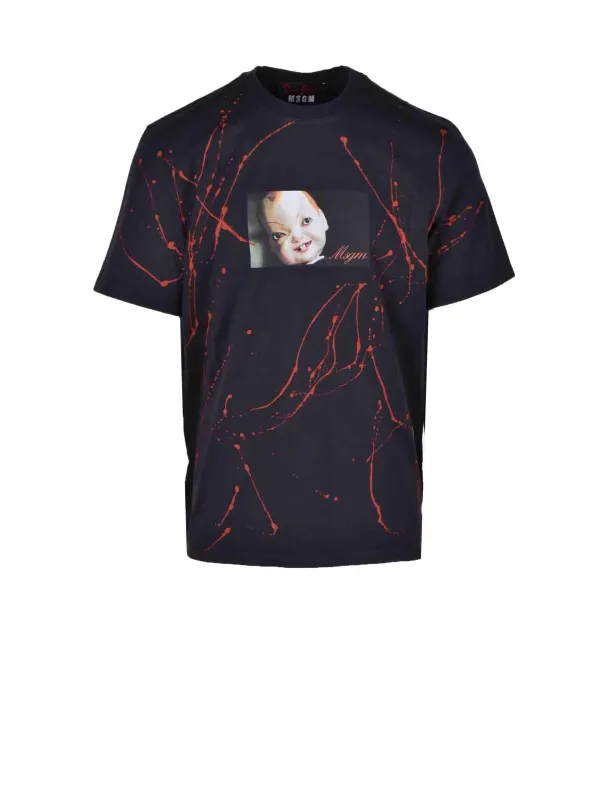 Argento MSGM T-Shirt mit Farbspritzern Argento MSGM T-Shirt mit Farbspritzern