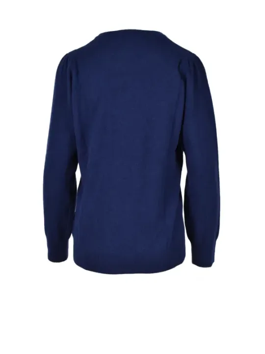 Dunkelblauer Langarm-Pullover mit Kragen