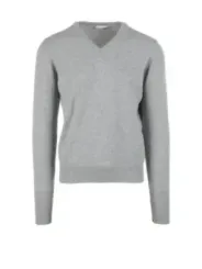 Weißer V-Ausschnitt Kaschmir Pullover