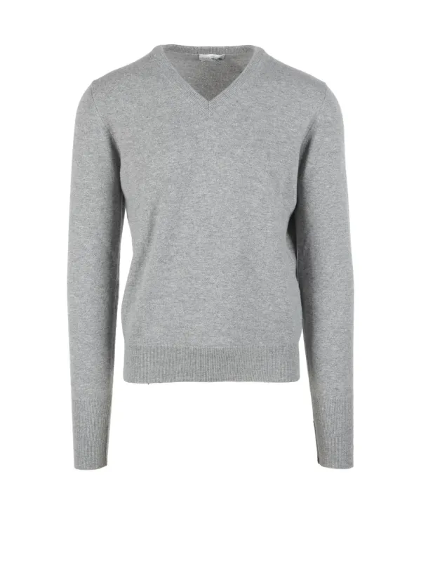 Weißer V-Ausschnitt Kaschmir Pullover Weißer V-Ausschnitt Kaschmir Pullover