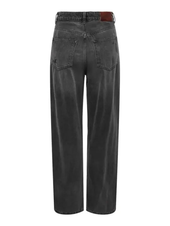 Schwarze Jeans mit Lederdetails
