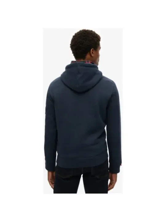"Superdry Sweatshirts im Sale | Superdry Herren Fleece Hoodie Blau mit Druck - Gemütlicher Herbst/Winter Kapuzenpullover mit Vordertaschen und Langarm - Modell online kaufen"|Planet-Deluxe