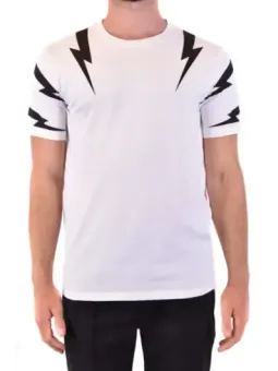"Neil Barrett Herren T-Shirt Weiß mit Print - Sommerstyle"