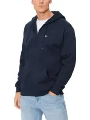 "Tommy Hilfiger Jeans Sweatshirts im Sale | Tommy Hilfiger Herren Fleece Hoodie Blau mit Reißverschluss - Herbst/Winter Kapuzenpullover aus Baumwollmischung mit Vordertasc online kaufen"|Planet-Deluxe
