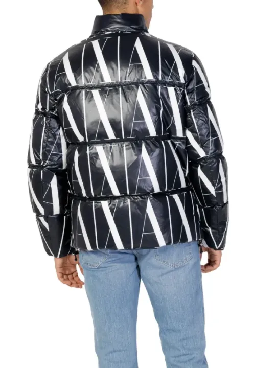 Schwarze Daunenjacke schlanker Schnitt Herren