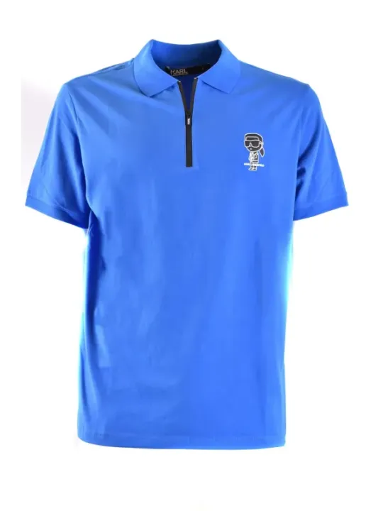 "Karl Lagerfeld Poloshirts im Sale | Karl Lagerfeld Herren Polo Blau Reißverschluss Kurzarm online kaufen"|Planet-Deluxe