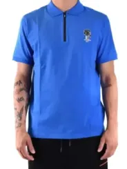 "Karl Lagerfeld Poloshirts im Sale | Karl Lagerfeld Herren Polo Blau Reißverschluss Kurzarm online kaufen"|Planet-Deluxe