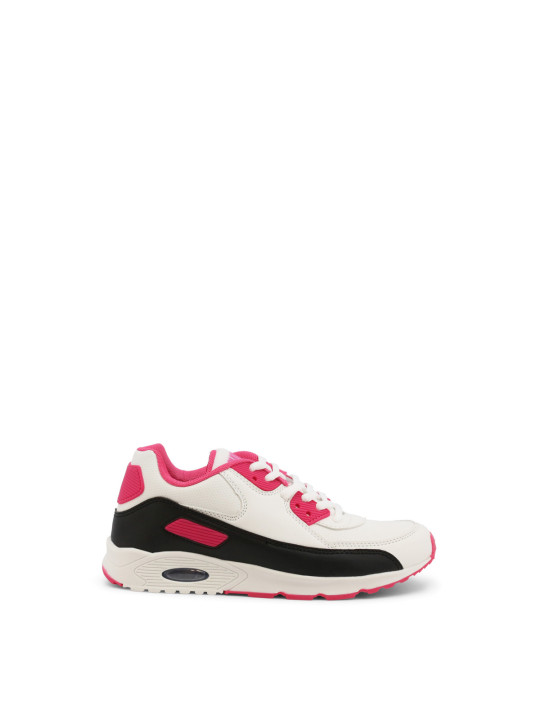 Weiße Sneaker mit pinken Akzenten