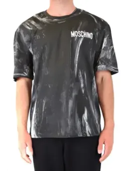 Moschino Herren T-Shirt Schwarz, Kurzarm, Baumwolle