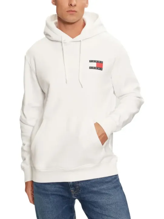 "Tommy Hilfiger Jeans Sweatshirts im Sale | Tommy Hilfiger Herren Fleece Hoodie Herbst/Winter Weiß online kaufen"|Planet-Deluxe