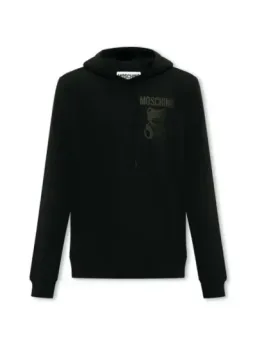 Moschino Herren Fleece Kapuzenpullover Schwarz - Stylisch & Warm