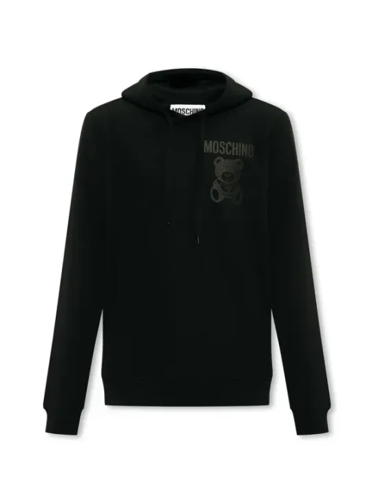 "Moschino Sweatshirts im Sale | Moschino Herren Fleece Kapuzenpullover Schwarz Druck online kaufen"|Planet-Deluxe