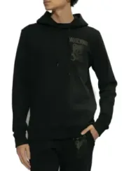 "Moschino Sweatshirts im Sale | Moschino Herren Fleece Kapuzenpullover Schwarz Druck online kaufen"|Planet-Deluxe