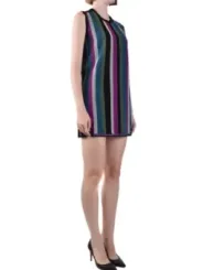 "Diane Von Furstenberg Kleider im Sale | Diane Von Furstenberg - Ärmelloses Herbst/Winter-Kleid für Damen mit Rundhalsausschnitt und bunten Streifenmuster – Viskose- online kaufen"|Planet-Deluxe
