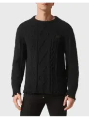 "Philipp Plein Pullover im Sale | Philipp Plein Herrenpullover Schwarz Zerrissen 100% Wolle online kaufen"|Planet-Deluxe