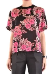 "Msgm T-Shirts im Sale | MSGM Damen T-Shirt - Bunter Blumenprint aus 100% Seide, Kurzarm für Frühling/Sommer online kaufen"|Planet-Deluxe
