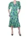 "Diane Von Furstenberg Kleider im Sale | DVF Frühlingskleid in Grün mit Blumenmuster – Kurze Ärmel & V-Ausschnitt – 100% Viskose – Diane Von Furstenberg online kaufen"|Planet-Deluxe