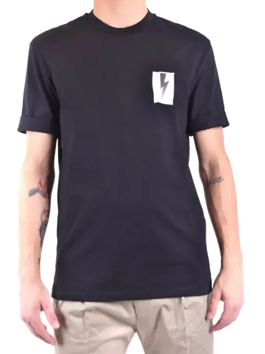 "Neil Barrett T-Shirts im Sale | Neil Barrett Herren TShirt Schwarz Druck Kurzarm online kaufen"|Planet-Deluxe