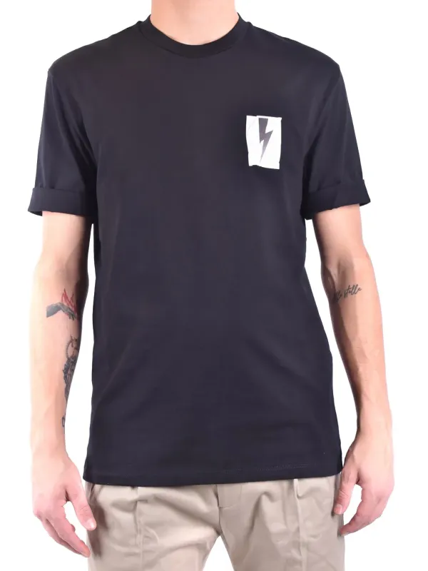 "Neil Barrett T-Shirts im Sale | Neil Barrett Herren TShirt Schwarz Druck Kurzarm online kaufen"|Planet-Deluxe