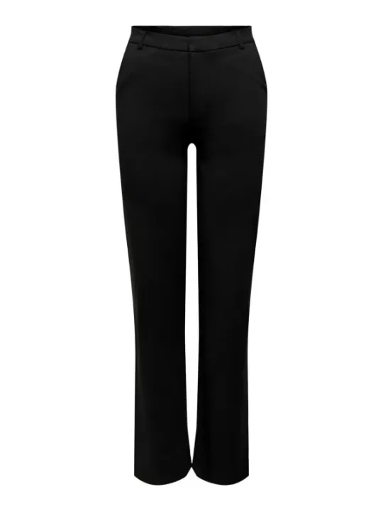 Schwarze, hochtaillierte Hosen mit geradem Bein