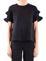 "Alexander Mcqueen T-Shirts im Sale | Alexander McQueen Damen T-Shirt in Schwarz - Perfekt für Frühling/Sommer, 100% Baumwolle, Rundhalsausschnitt, Kurze Ärmel online kaufen"|Planet-Deluxe