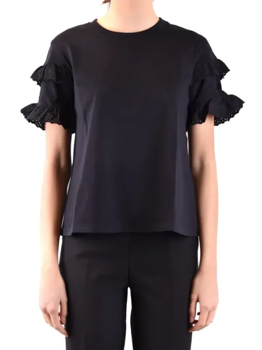 "Alexander Mcqueen T-Shirts im Sale | Alexander McQueen Damen T-Shirt in Schwarz - Perfekt für Frühling/Sommer, 100% Baumwolle, Rundhalsausschnitt, Kurze Ärmel online kaufen"|Planet-Deluxe