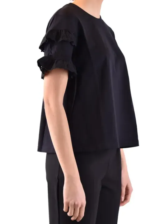 "Alexander Mcqueen T-Shirts im Sale | Alexander McQueen Damen T-Shirt in Schwarz - Perfekt für Frühling/Sommer, 100% Baumwolle, Rundhalsausschnitt, Kurze Ärmel online kaufen"|Planet-Deluxe