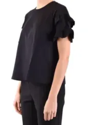"Alexander Mcqueen T-Shirts im Sale | Alexander McQueen Damen T-Shirt in Schwarz - Perfekt für Frühling/Sommer, 100% Baumwolle, Rundhalsausschnitt, Kurze Ärmel online kaufen"|Planet-Deluxe