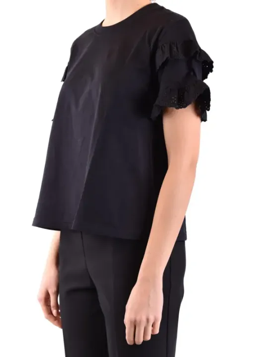 "Alexander Mcqueen T-Shirts im Sale | Alexander McQueen Damen T-Shirt in Schwarz - Perfekt für Frühling/Sommer, 100% Baumwolle, Rundhalsausschnitt, Kurze Ärmel online kaufen"|Planet-Deluxe