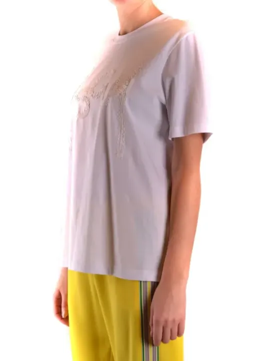 "Msgm T-Shirts im Sale | MSGM Damen T-Shirt in Weiß mit Pailletten - Perfekt für Frühling/Sommer online kaufen"|Planet-Deluxe