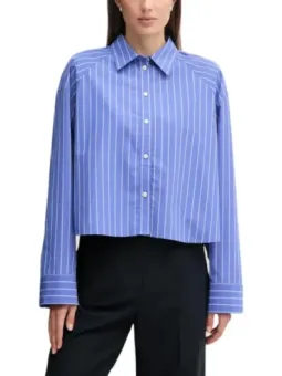 Calvin Klein Damen Streifenhemd Blau - 100% Baumwolle