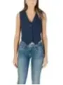 "Guess Westen im Sale | Guess Damen Weste Blau - Elegante Herbst/Winter V-Ausschnitt Weste mit Knopfverschluss, Ärmellos, 100% Polyester online kaufen"|Planet-Deluxe